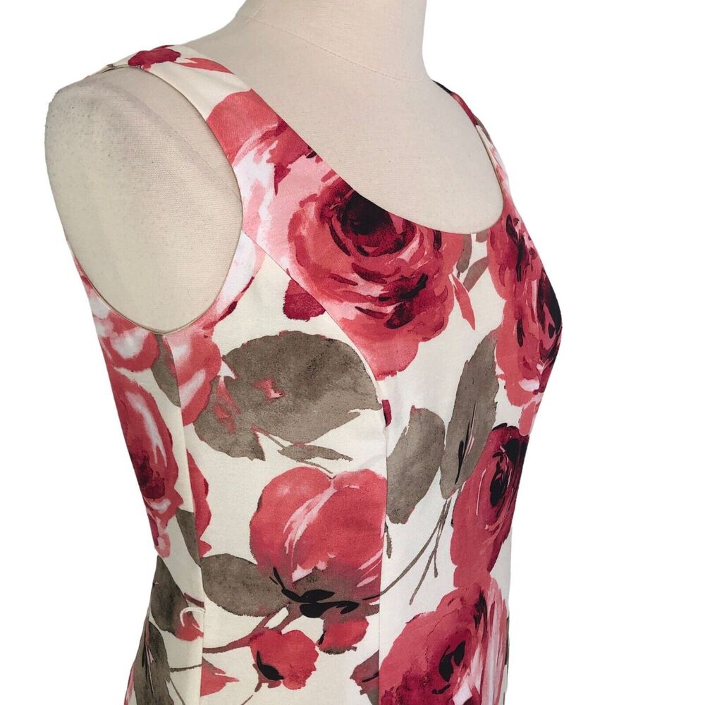 Alex Marie Career Sheath Dress Lined Knee Length Boat Neck Sleeveless 6P Floral - Picture 9 of 11